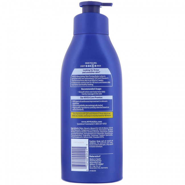 Nivea, Nourishing Skin Firming Body Lotion, Dry to Very Dry Skin, 16.9 fl oz (500 ml) Nivea, Nourishing Skin Firming Body Lotion, Dry to Very Dry Skin, 16.9 fl oz (500 ml)