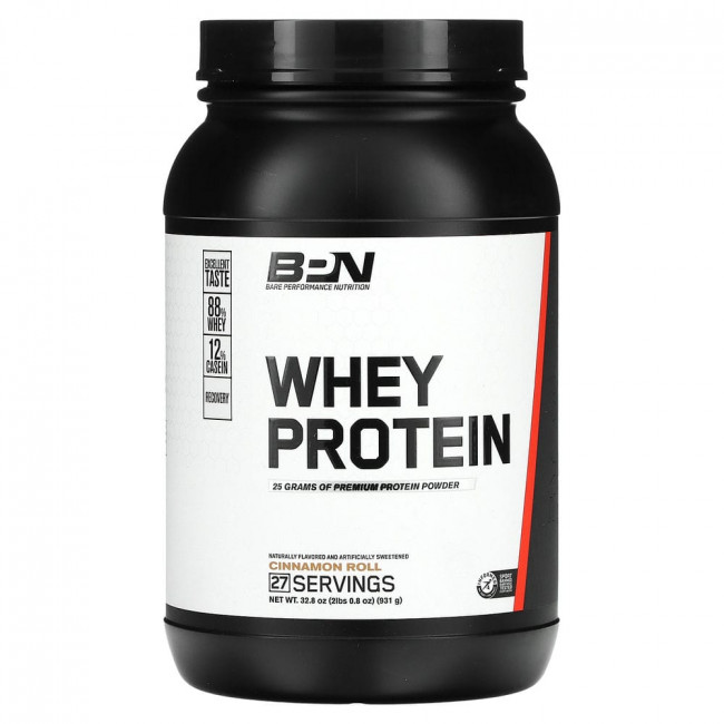 Bare Performance Nutrition, Whey Protein, Cinnamon Roll, 2 lbs (931 g)