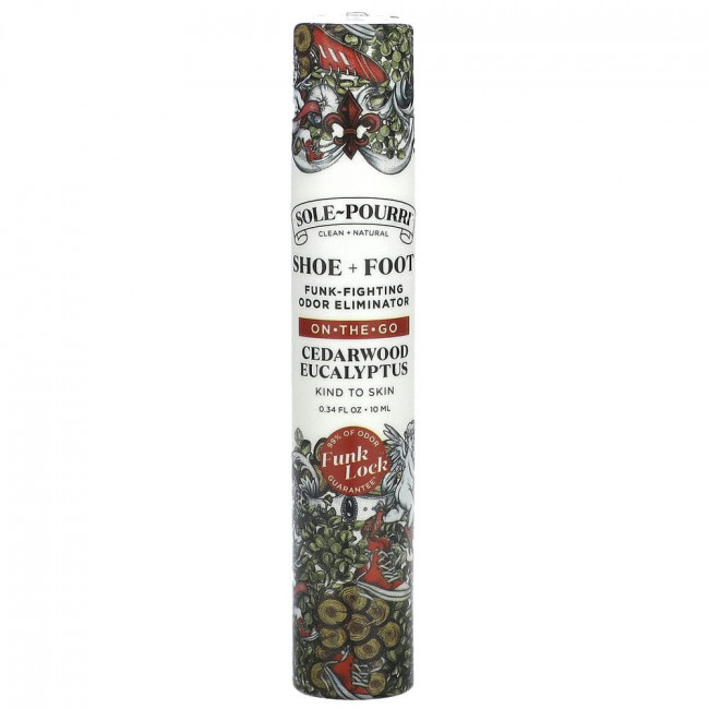 Poo-Pourri, Sole-Pourri, Shoe+ Foot, средство для устранения запаха, кедр и эвкалипт, 10 мл (0,34 жидк. унции)