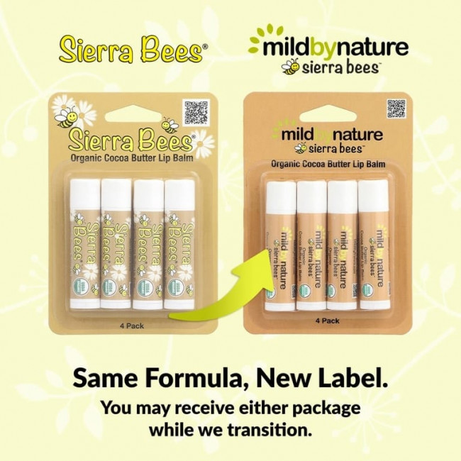 Mild By Nature, Sierra Bees™, органические бальзамы для губ, какао-масло, 4 шт. в упаковке, 4,25 г (0,15 унции) Mild By Nature, Sierra Bees™, органические бальзамы для губ, какао-масло, 4 шт. в упаковке, 4,25 г (0,15 унции)