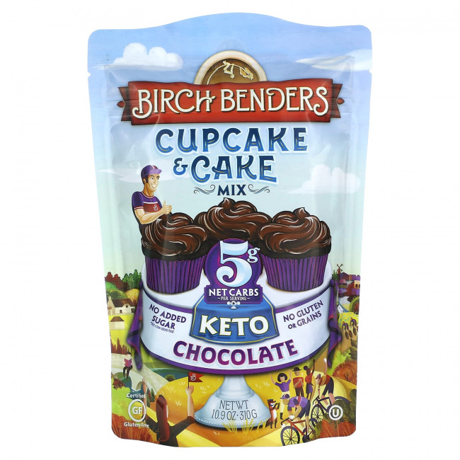 Birch Benders, Смесь для кексов и пирожных, кето, шоколад, 310 г (10,9 унции) Birch Benders, Смесь для кексов и пирожных, кето, шоколад, 310 г (10,9 унции)