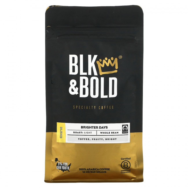 BLK & Bold, Specialty Coffee, Цельные зерна, Light, Brighter Days, 12 унций (340 г) BLK & Bold, Specialty Coffee, Цельные зерна, Light, Brighter Days, 12 унций (340 г)