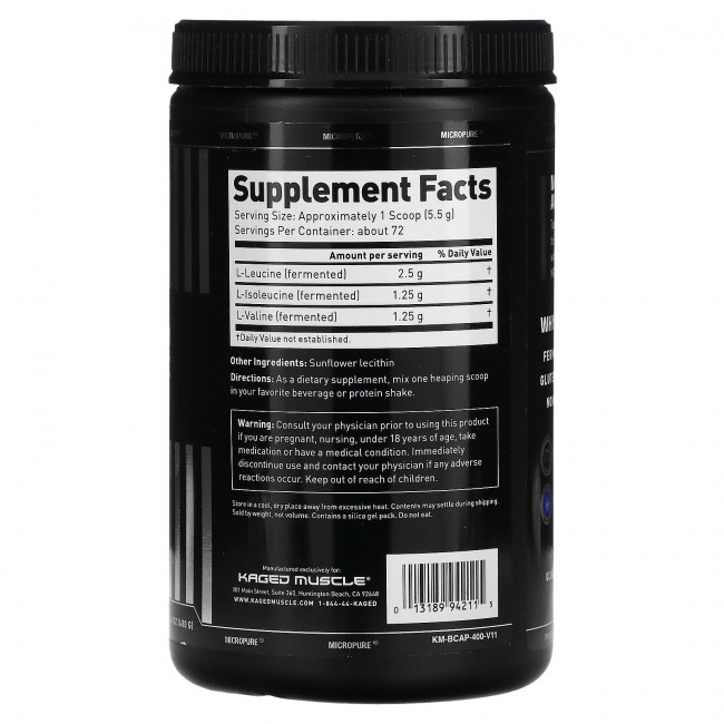 Kaged Muscle, Аминокислоты с разветвленными боковыми цепями (BCAA) в соотношении 2:1:1, без ароматизаторов, 14,1 унции (400 г) Kaged Muscle, Аминокислоты с разветвленными боковыми цепями (BCAA) в соотношении 2:1:1, без ароматизаторов, 14,1 унции (400 г)