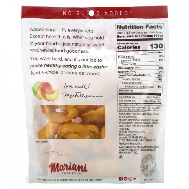 Mariani Dried Fruit, Family, Peaches, 5 oz (142 g)