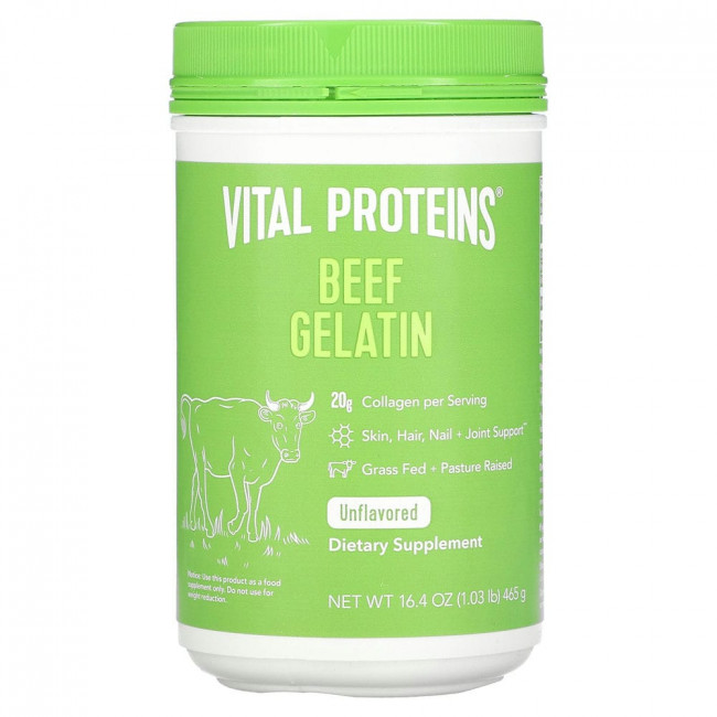 Vital Proteins, говяжий желатин, без добавок, 465 г (16,4 унции) Vital Proteins, говяжий желатин, без добавок, 465 г (16,4 унции)