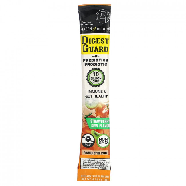 Mason Natural, Digest Guard, Strawberry Kiwi, 14 Powder Stick Packs, 0.28 oz (8 g) Each