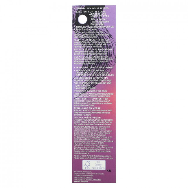 Pacifica, Vegan Collagen Fluffy Lash Mascara, 7 г (0,24 унции) Pacifica, Vegan Collagen Fluffy Lash Mascara, 7 г (0,24 унции)
