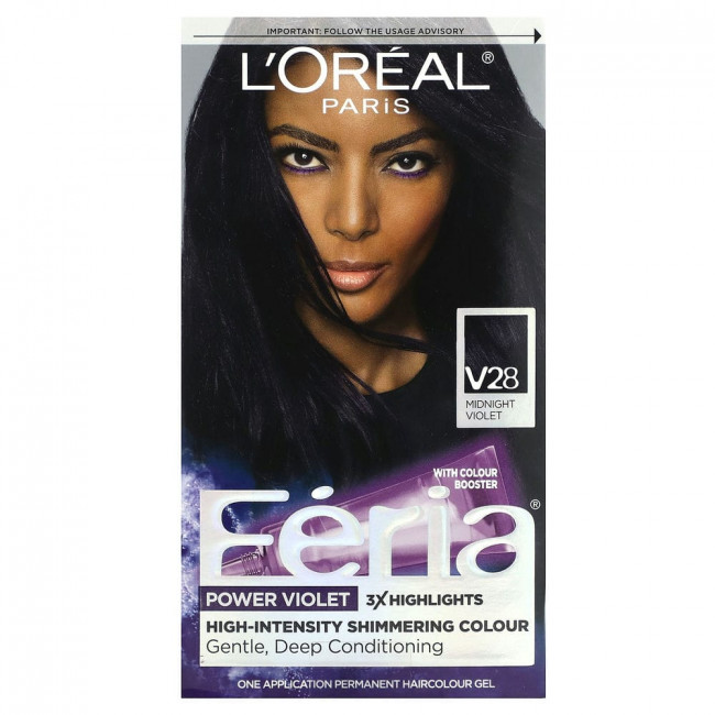 L'Oréal, Feria, темно-фиолетовый, яркое сияние высокой интенсивности, V28, темно-фиолетовый, для 1 применения