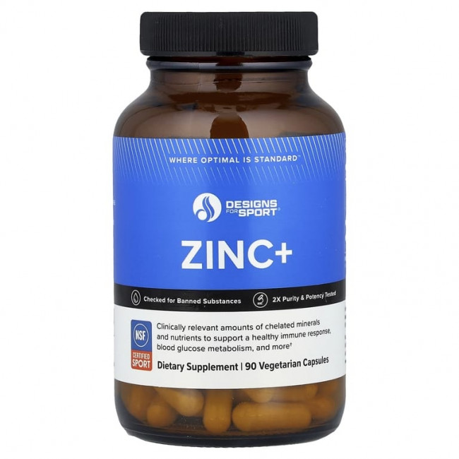 Designs For Health, Designs for Sport®, Zinc +, 90 вегетарианских капсул