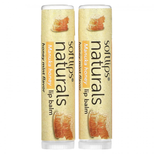 Softlips, Naturals, бальзам для губ с медом манука, мед и мята, 2 палочки по 4,2 г (0,15 унции) Softlips, Naturals, бальзам для губ с медом манука, мед и мята, 2 палочки по 4,2 г (0,15 унции)