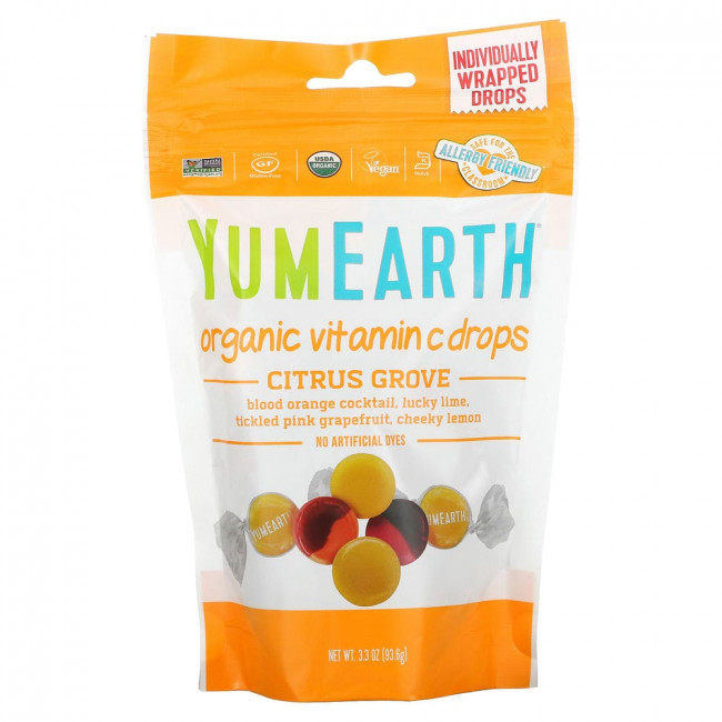 YumEarth, Органические леденцы с витамином С Citrus Grove, 93,5 г (3,3 унции) YumEarth, Органические леденцы с витамином С Citrus Grove, 93,5 г (3,3 унции)