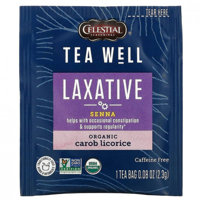 Celestial Seasonings, Слабительный чай, сенна, органическая солодка из рожкового дерева, без кофеина, 12 чайных пакетиков, 27 г (1,0 унция) Celestial Seasonings, Слабительный чай, сенна, органическая солодка из рожкового дерева, без кофеина, 12 чайных пакетиков, 27 г (1,0 унция)