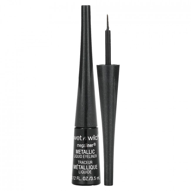 wet n wild, MegaLiner, Металлическая жидкая подводка для глаз, 111A Cosmic Black, 0,12 жидких унций (3,5 мл) (Снята с производства)