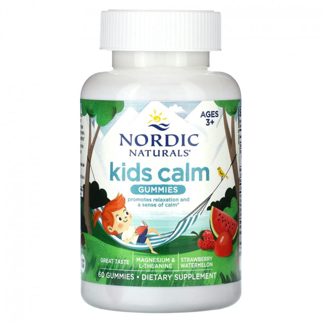 Nordic Naturals, Kids Calm Gummies, Ages 3+, Strawberry Watermelon, 60 Gummies