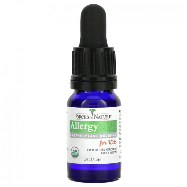 Forces of Nature, Allergy, Organic Plant Medicine, For Kids Ages 3-12, Orange, 0.34 fl oz (10 ml)