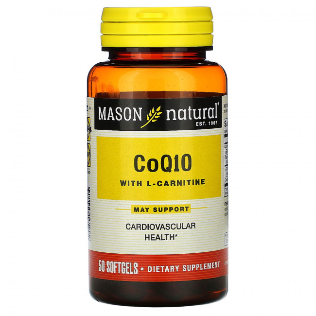 Mason Natural, коэнзим Q10 с L-карнитином, 50 капсул Mason Natural, коэнзим Q10 с L-карнитином, 50 капсул