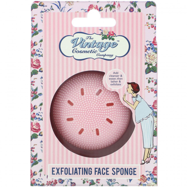 The Vintage Cosmetic Co., Exfoliating Face Sponge, Pink, 1 Count The Vintage Cosmetic Co., Exfoliating Face Sponge, Pink, 1 Count
