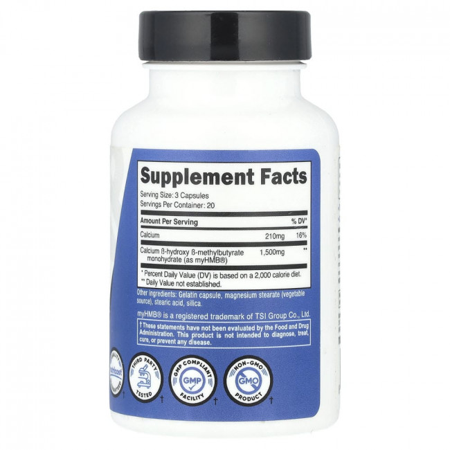 Nutricost, Performance, myHMB®, 60 капсул (500 мг на капсулу) (Снят с производства)