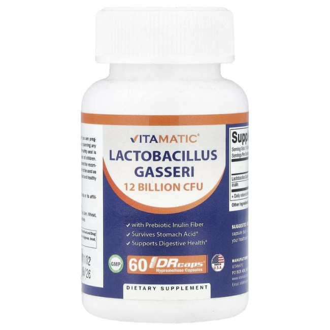 Vitamatic, Lactobacillus Gasseri, 60 капсул с гипромеллозой DRcaps® Vitamatic, Lactobacillus Gasseri, 60 капсул с гипромеллозой DRcaps®