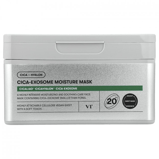 VT Cosmetics, Увлажняющая маска для лица Cica-Exosome, 20 листов, 350 г