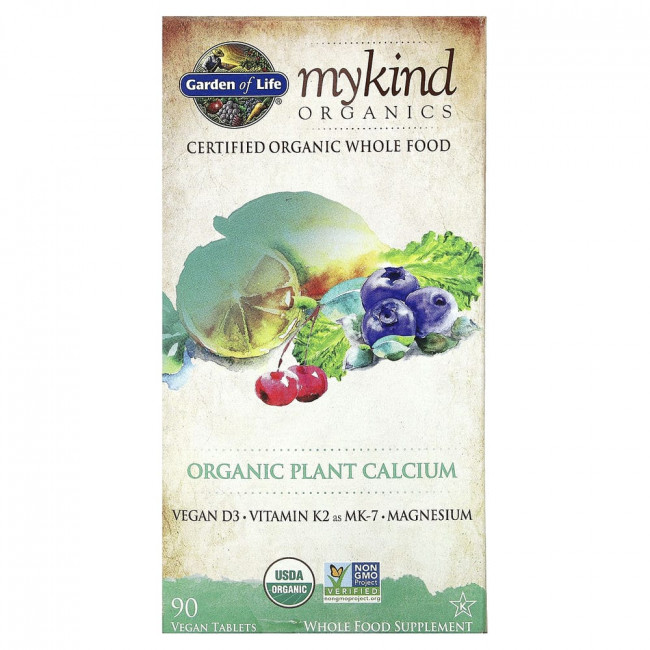 Garden of Life, My Kind Organics, органический растительный кальций, 90 веганских таблеток Garden of Life, My Kind Organics, органический растительный кальций, 90 веганских таблеток