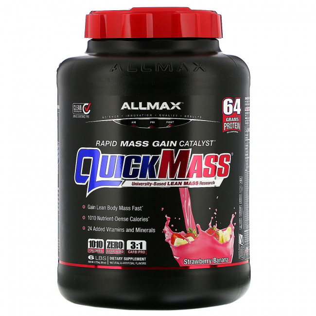 ALLMAX Nutrition, Quick Mass, катализатор быстрого набора массы, клубника-банан, 2,72 кг (6 фунтов) ALLMAX Nutrition, Quick Mass, катализатор быстрого набора массы, клубника-банан, 2,72 кг (6 фунтов)
