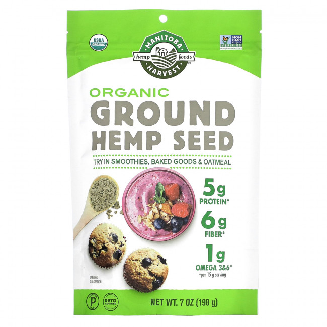 Manitoba Harvest, Органические молотые семена конопли, 198 г (7 унций) Manitoba Harvest, Органические молотые семена конопли, 198 г (7 унций)