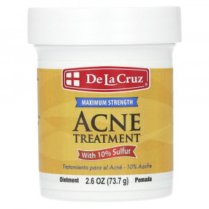 De La Cruz, мазь для лечения акне с 10% серой, максимальная эффективность, 73,7 г (2,6 унции)