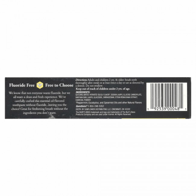 Burt's Bees, Зубная паста без фтора, древесный уголь + отбеливание, перечная мята дзен, 133 г (4,7 унции) Burt's Bees, Зубная паста без фтора, древесный уголь + отбеливание, перечная мята дзен, 133 г (4,7 унции)
