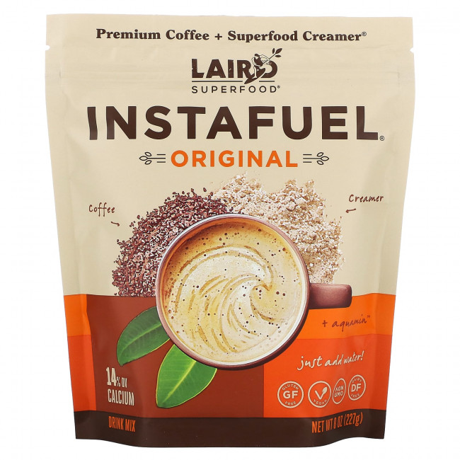 Laird Superfood, InstaFuel, кофе премиального качества и сливки из суперфудов, оригинальный, 227 г (8 унций) Laird Superfood, InstaFuel, кофе премиального качества и сливки из суперфудов, оригинальный, 227 г (8 унций)