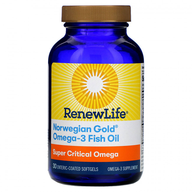Renew Life, Рыбий жир с омега-3 Norwegian Gold, 1045 мг, 30 мягких таблеток с кишечнорастворимой оболочкой Renew Life, Рыбий жир с омега-3 Norwegian Gold, 1045 мг, 30 мягких таблеток с кишечнорастворимой оболочкой