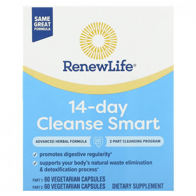 Renew Life, Advanced Cleanse Smart, 2 флакона, по 60 растительных капсул в каждом Renew Life, Advanced Cleanse Smart, 2 флакона, по 60 растительных капсул в каждом