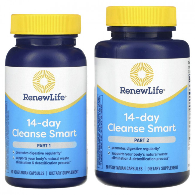 Renew Life, Advanced Cleanse Smart, 2 флакона, по 60 растительных капсул в каждом Renew Life, Advanced Cleanse Smart, 2 флакона, по 60 растительных капсул в каждом