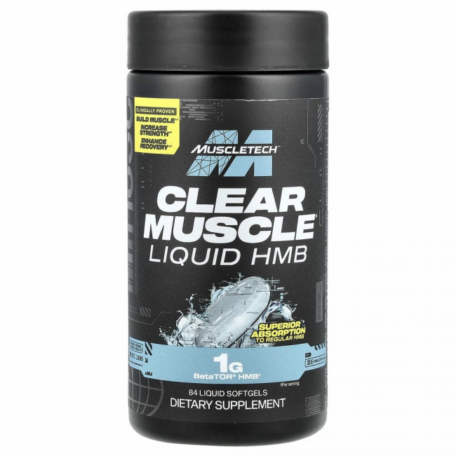 Muscletech, Clear Muscle, HMB, свободная кислота, 84 капсулы с жидкостью Muscletech, Clear Muscle, HMB, свободная кислота, 84 капсулы с жидкостью