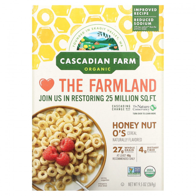 Cascadian Farm, Органические, кружочки медового ореха, 269 г (9,5 унций) Cascadian Farm, Органические, кружочки медового ореха, 269 г (9,5 унций)