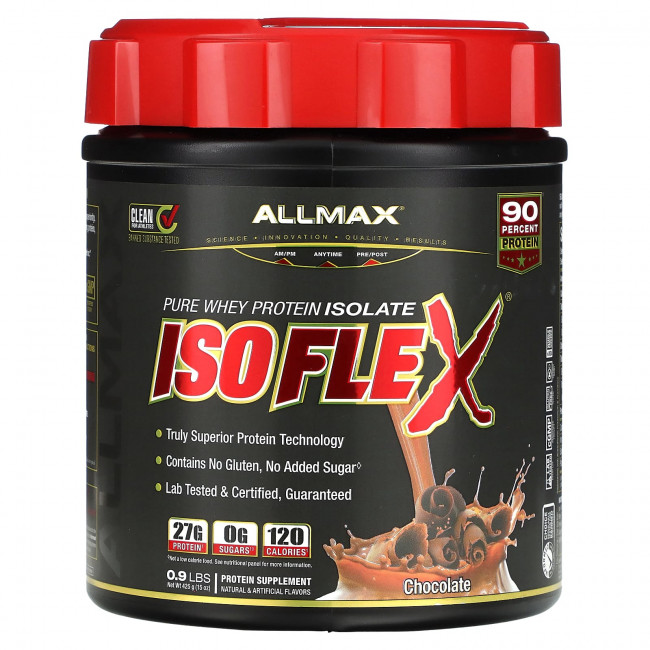 ALLMAX, Isoflex, чистый изолят сывороточного протеина, шоколад, 425 г (0,9 фунта) ALLMAX, Isoflex, чистый изолят сывороточного протеина, шоколад, 425 г (0,9 фунта)