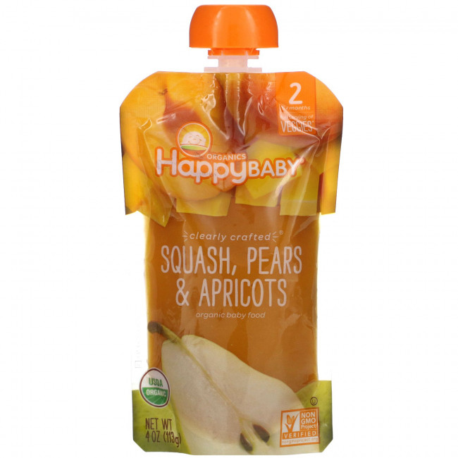 Happy Family Organics, Happy Baby, органическое детское питание, для детей от 6 месяцев, тыква, груши и абрикосы, 113 г (4 унции) Happy Family Organics, Happy Baby, органическое детское питание, для детей от 6 месяцев, тыква, груши и абрикосы, 113 г (4 унции)