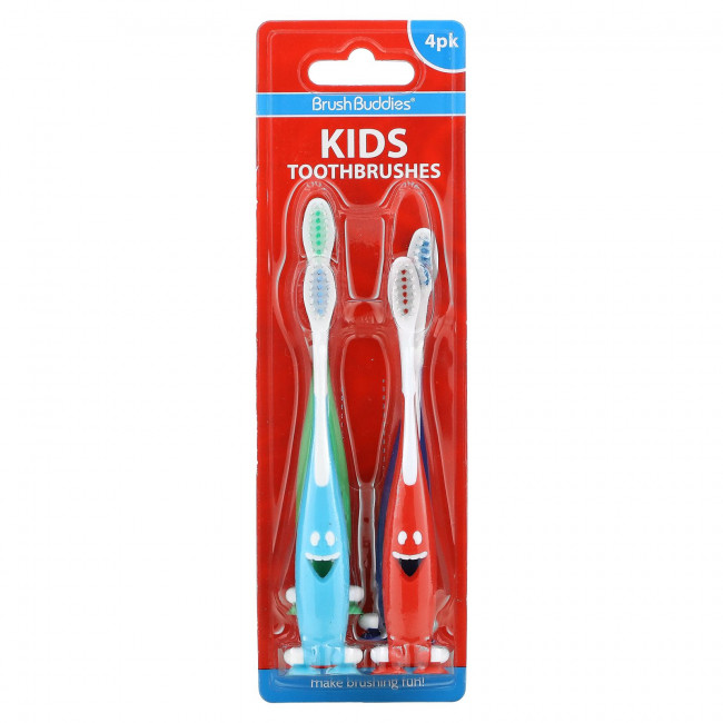 Brush Buddies, Smart Care, детская зубная щетка, упаковка с 4 щетками
