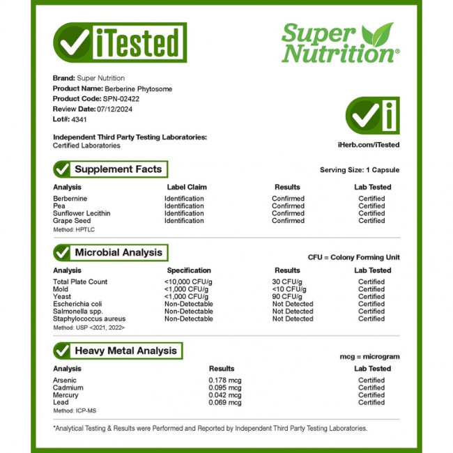 Super Nutrition, фитосомы берберина, 550 мг, 60 растительных капсул Super Nutrition, фитосомы берберина, 550 мг, 60 растительных капсул