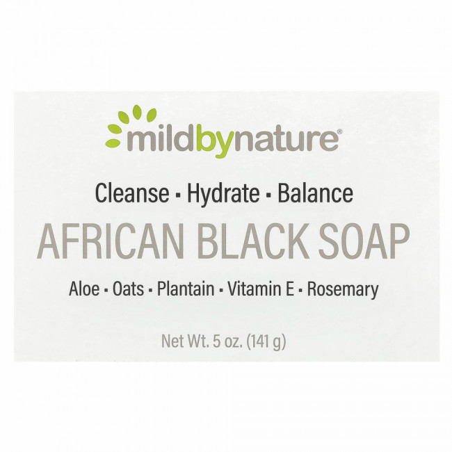 Mild By Nature, африканское черное кусковое мыло, с овсом и подорожником, 141 г (5 унций)