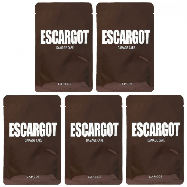 Lapcos, Escargot Damage Care Sheet Mask Set, 5 шт., 27 мл (0,91 жидк. Унции)