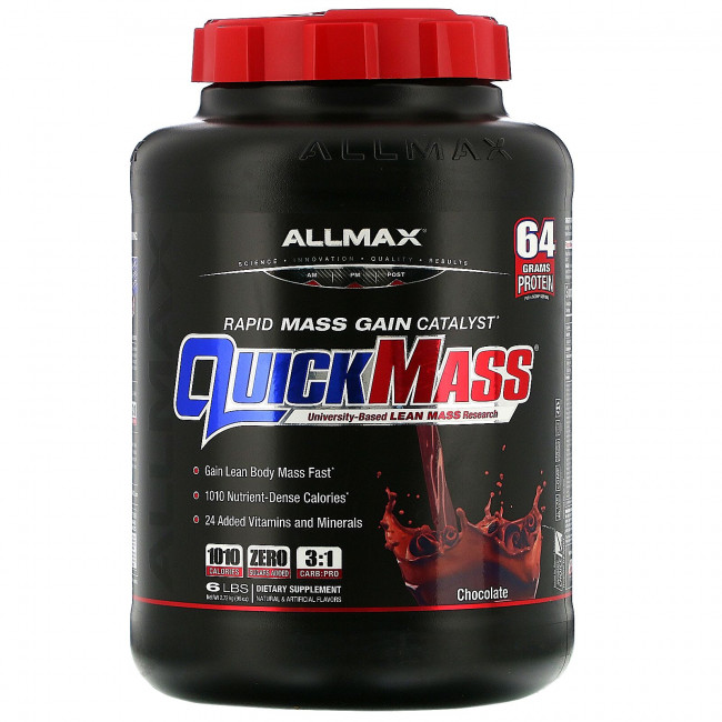 ALLMAX Nutrition, QuickMass, катализатор для быстрого набора массы, шоколад, 2,72 кг (6 фунтов) ALLMAX Nutrition, QuickMass, катализатор для быстрого набора массы, шоколад, 2,72 кг (6 фунтов)
