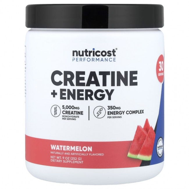 Nutricost, Performance, креатин для поддержки энергии, со вкусом арбуза, 252 г (9 унций) Nutricost, Performance, креатин для поддержки энергии, со вкусом арбуза, 252 г (9 унций)