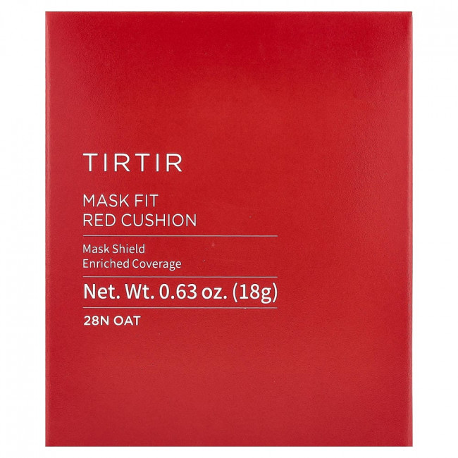 TIRTIR, Маска-кушон красного цвета, 28N Овсяное масло, 18 г (0,63 унции) TIRTIR, Маска-кушон красного цвета, 28N Овсяное масло, 18 г (0,63 унции)