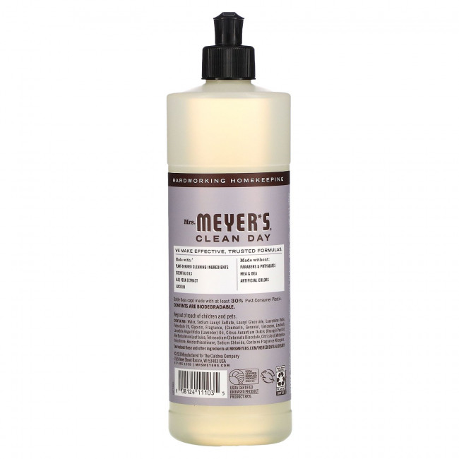 Mrs. Meyers Clean Day, средство для мытья посуды, лаванда, 473 мл (16 жидк. унций)