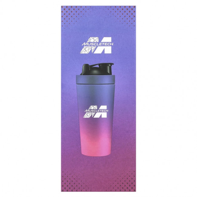 MuscleTech, шейкер, нержавеющая сталь, фиолетовый/розовый, 739 мл (25 унций)