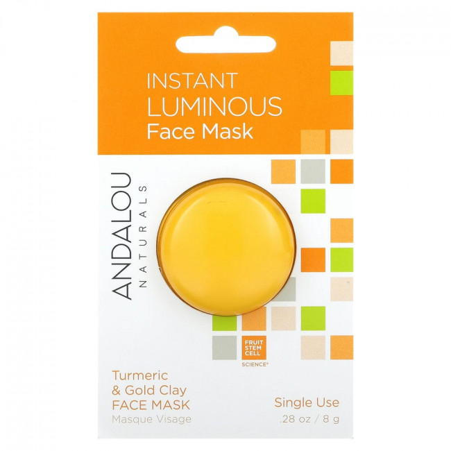 Andalou Naturals, мгновенное сияние, маска для лица с куркумой и золотой глиной, 8 г (0,28 унции) Andalou Naturals, мгновенное сияние, маска для лица с куркумой и золотой глиной, 8 г (0,28 унции)