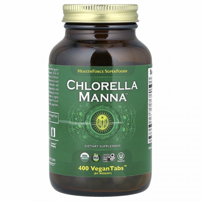 HealthForce Superfoods, Хлорелла манна, 400 веганских таблеток