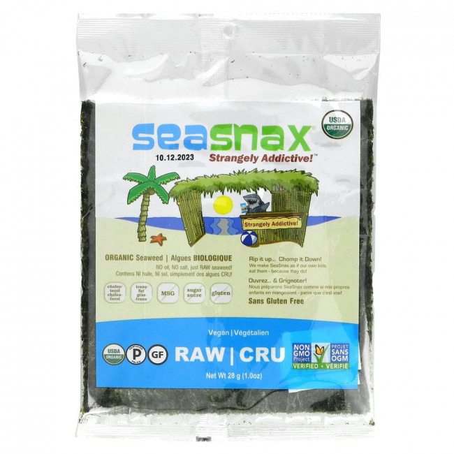 SeaSnax, Raw Seaweed, 10 sheets - 1 oz (28 g) SeaSnax, Raw Seaweed, 10 sheets - 1 oz (28 g)