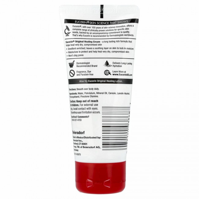 Eucerin, Original Healing, оригинальный заживляющий крем для очень сухой и чувствительной кожи, без отдушек, 57 г (2 унции) Eucerin, Original Healing, оригинальный заживляющий крем для очень сухой и чувствительной кожи, без отдушек, 57 г (2 унции)